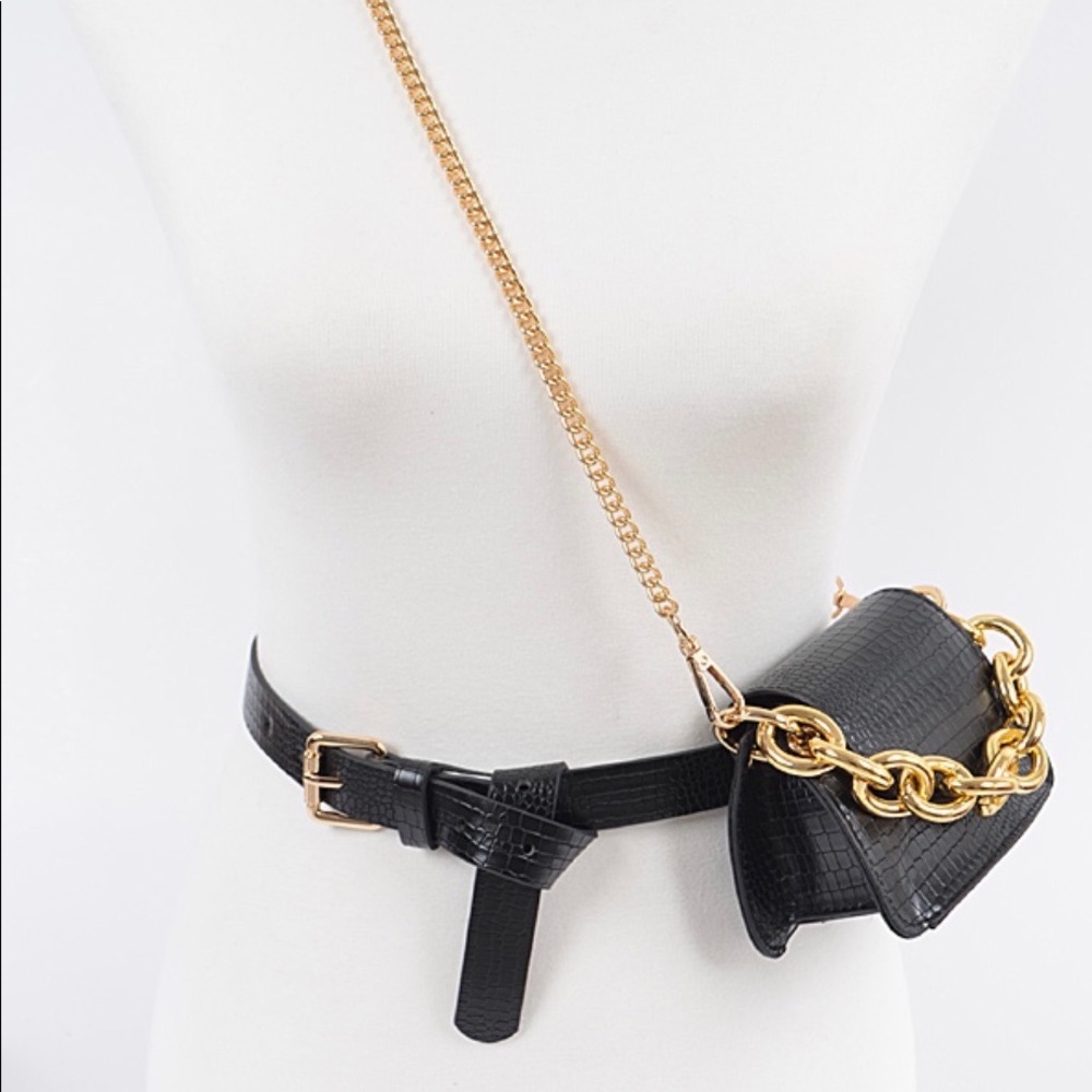 Waist bag w/ mini detachable handbag with chain